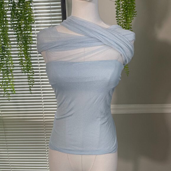 Christopher Esber | Crossed Tulle Ribbed Top - Picture 1 of 5